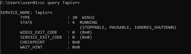 Verify telephony service is running