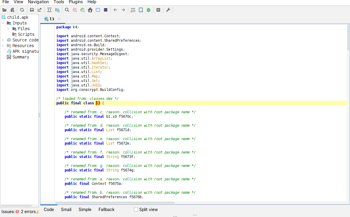 jadx, class k4.l3 field declarations
